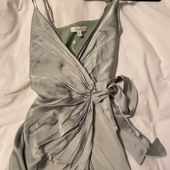 Oh Hello Clothing Satin Midi Wrap Dress - Picture 2 of 4